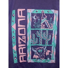 Vintage Arizona Art Shirt Coyote Cactus Desert Tee Purple 1989 80s 1980s Medium