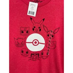 Pokemon Mens Red Heather Graphic T-Shirt Poke Ball Pikachu Eevee Large 2PKM2941