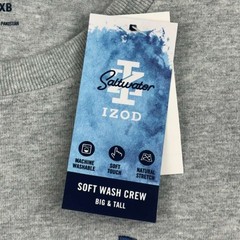 Izod Saltwater Shirt Mens 2XB Gray Soft Wash Crew Neck Short Sleeves Tee NWT