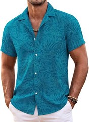 Mens Hawaiian Shirt Short Sleeve Floral Button Down Tropical Beach Casual Top