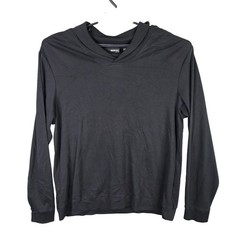 Mens Murano Slim Fit Black T Shirt V Neck Ribbed Collar Long Sleeve Size XL