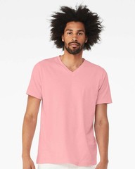🔥 BELLA + CANVAS Unisex Jersey V-Neck Tee Short Sleeve Shirt 3005 Pink XS