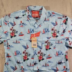 RSVLTS Shirt Mens Size 2XL Regatta Have A Bud Short Sleeve Button Down Blue
