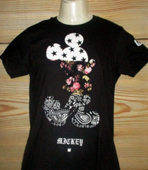 MENS NEFF DISNEY FLORAL PAISLEY MICKEY MOUSE BLACK T-SHIRT SIZE S