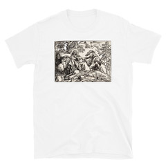 Temptation of Christ T Shirt Vintage Biblical Engraving Religious Art Tee