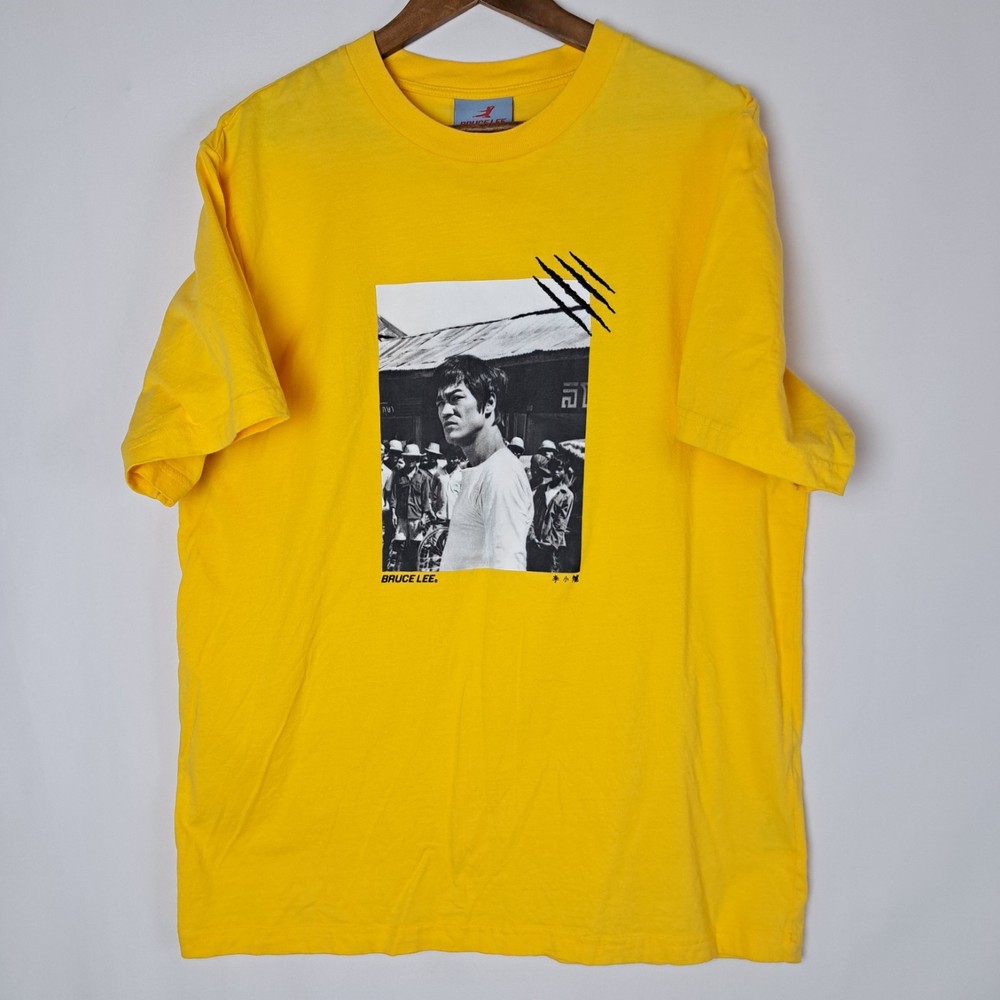 Bruce Lee x Shoe Palace T-Shirt Mens Large Yellow Short Sleeve Dragon Logo
