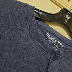 Faherty Shirt Mens XL BLue Henley Pullover Soft Cloud Cotton Stretch Pima Cotton