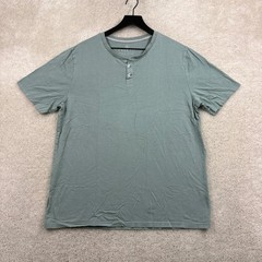 Free Fly T Shirt Mens Size Large Green Short Sleeve Henley Cotton Viscose
