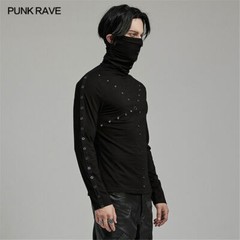 PUNK RAVE Men Punk Rock Gothic Steampunk Tops long-sleeved shirt High Collar