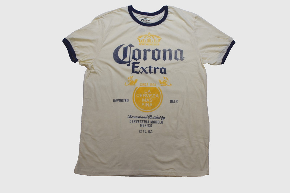 Corona Extra Vintage Graphic Ivory Mens Ringer Shirt NWT XL