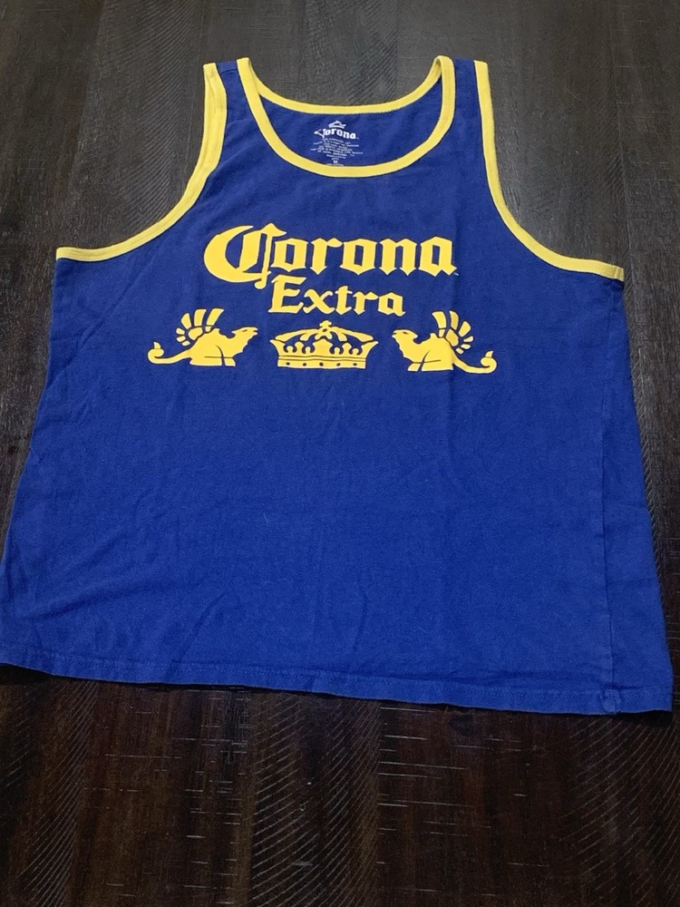 Corona Extra Tank Top Mens Size Medium Blue Sleeveless Muscle Tee Graphic Cotton