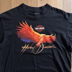 Vintage Harley Davidson Flame Eagle Black Mens Large Shirt 90s Hawaii Pacific