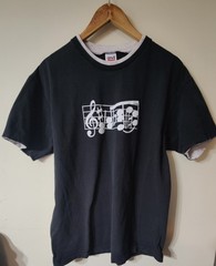 Vintage Anvil Music Note Graphic Lined T-shirt Adult Large Preshrunk