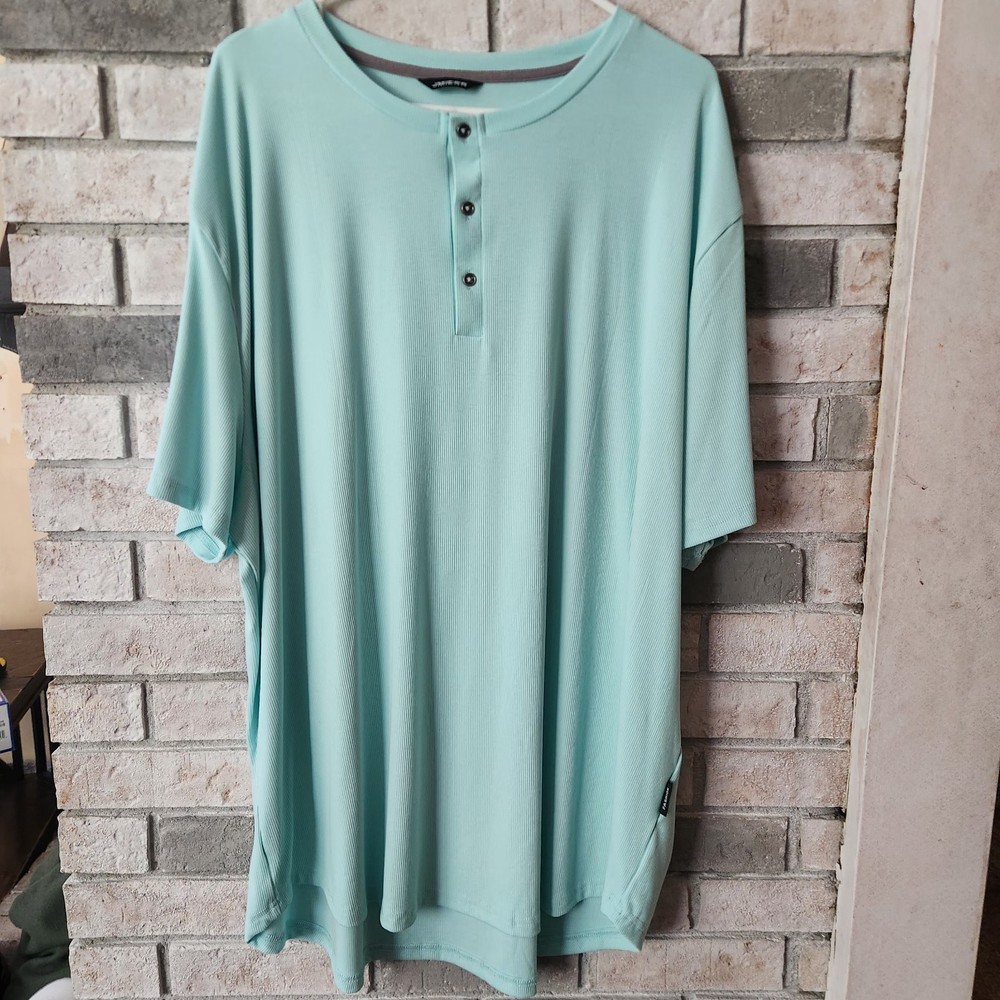 Jmierr Mens Fashion Henley Shirt Size 4Xl Blue EUC Lightweight Summer Vacation
