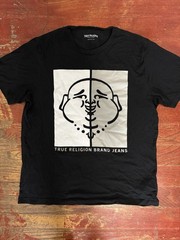 True Religion Two Tone Buddha Face Tee Men’s XL Black/White Crew Neck Cotton Tee
