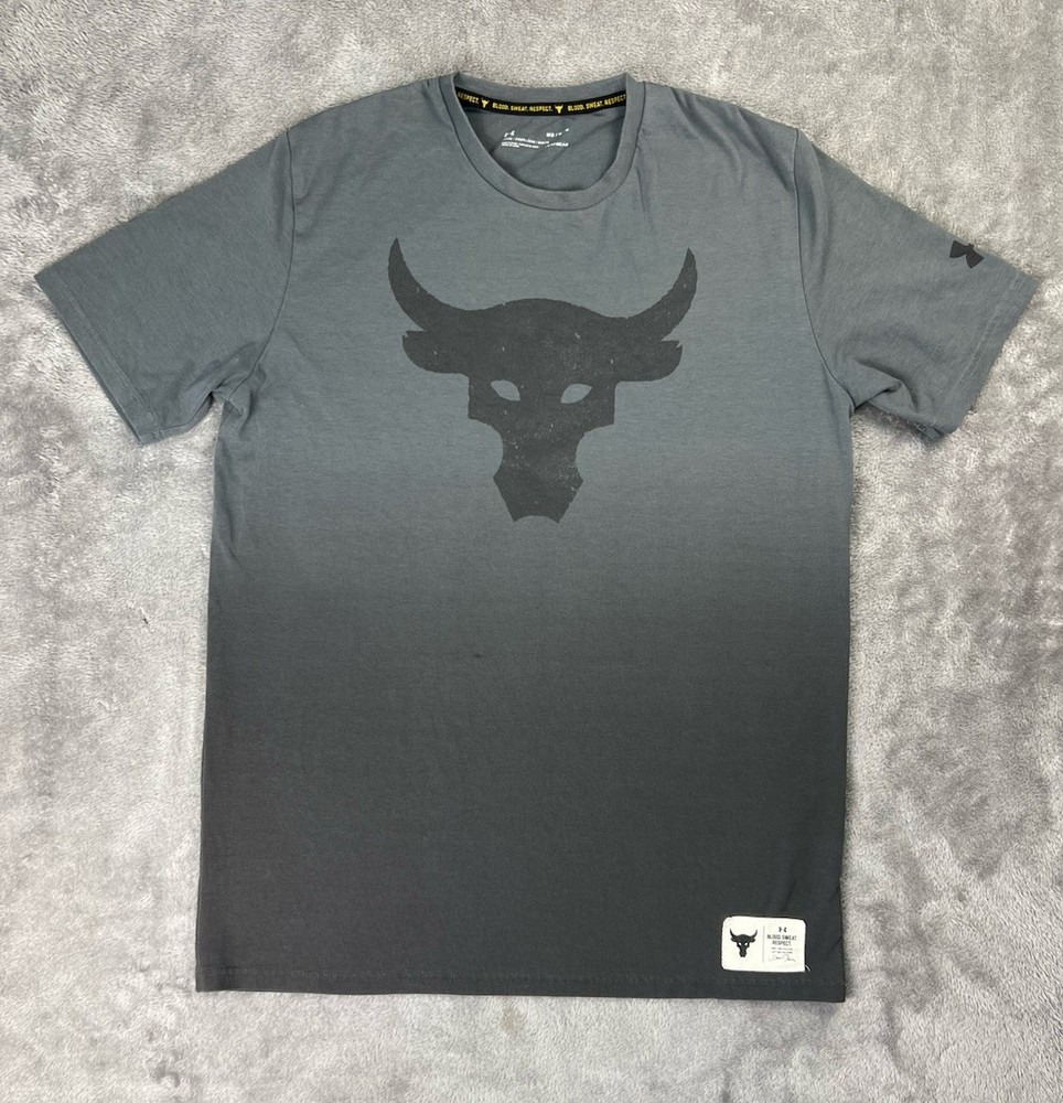 Under Armour Project Rock Shirt Mens M Brahma Bull Logo HeatGear Loose Fit
