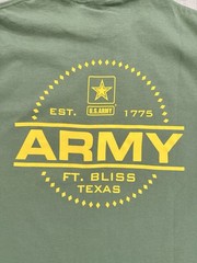 “United States Army Ft Bliss, TX 1775” Double Sided Green T Shirt – Sz XXL – NWT