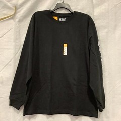 Carhartt Mens TK0231 Black Loose Fit Long Sleeves Logo Graphic T Shirt Size XL
