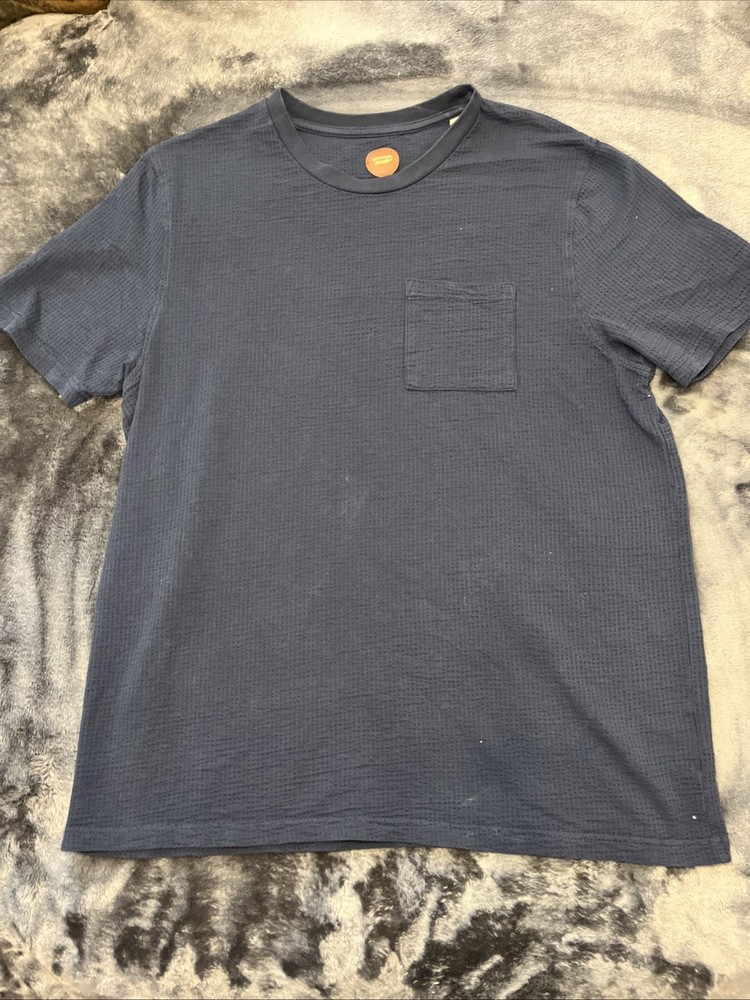 Common P eople Men’s Navy Waffle Knit Pocket T-Shirt