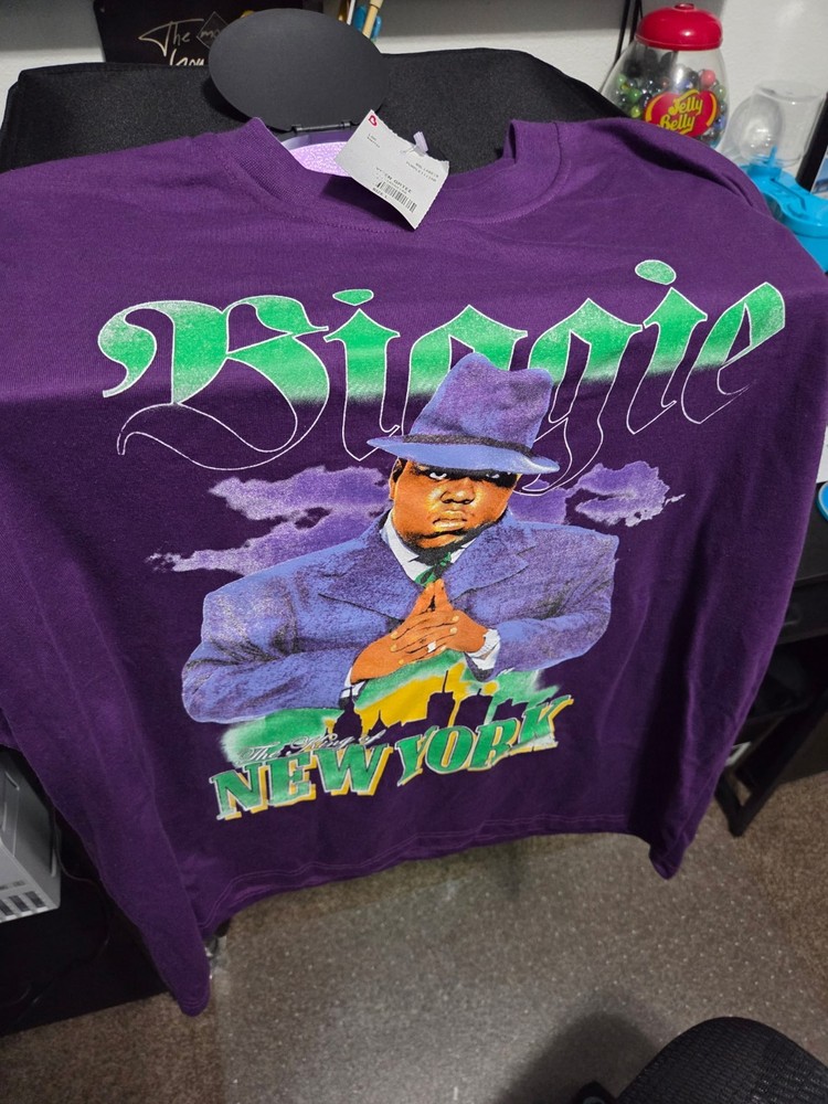 Brooklyn Mint Notorious B.I.G. Purple Graphic Long Sleeve Crew Tee XL