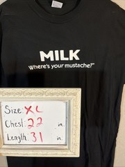 VTG 90s Milk Promo T Shirt Men’s X-Large Mustache Single Stitch Anvil