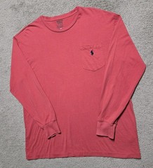 Polo Ralph Lauren Pocket Long Sleeve T-Shirt Nantucket Red Mens M Blue Pony