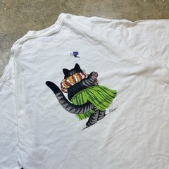 VTG Crazy Shirt Hawaii Shirt Mens XL White Hulu Cat B Kliban Maui Grass Island