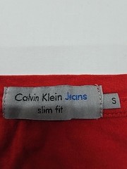 Calvin Klein Men’s T-Shirt Red Logo Slim Fit Size S Basic Crew Neck