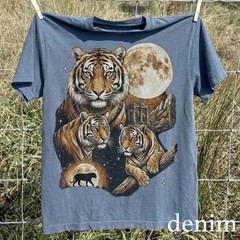 Vintage Moon Tiger Comfort Tee Majestic Big Graphic Animal Shirt Gift