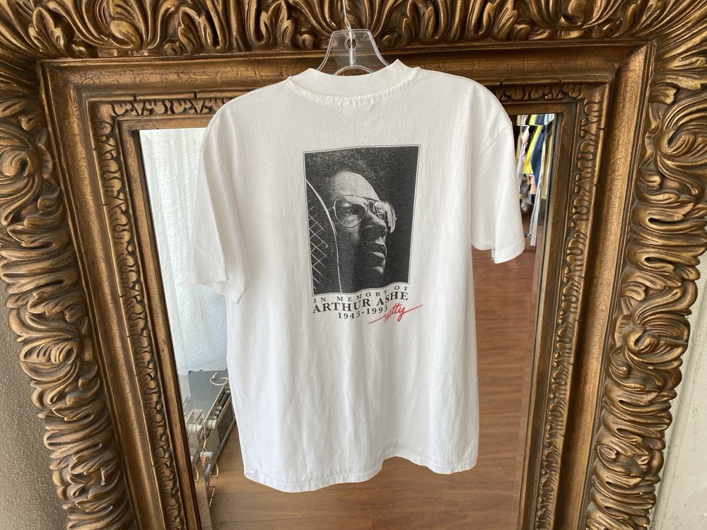 1996 vtg LOS ANGELES AIDS WALK ARTHUR ASHE MEMORIAL T-SHIRT L Natty 1990s Tennis