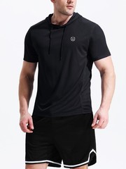 NELEUS Men’s Running Shirt Mesh Workout Athletic Shirts with Hoods,5084,3 Pac…