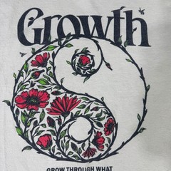 DOM Growth Yin Yang Floral Graphic T-Shirt Tan Mens Large Flower Art STAINED