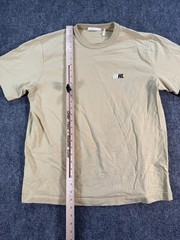 Helmut Lang Shirt Mens Large Tan Logo Graphic Crewneck Short Sleeve Back Print