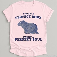 I Want a Perfect Body I Want a Perfect Soul Shirt, Funny Capybara Meme T-shirt