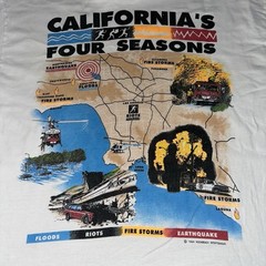 VTG 1994 California Four Seasons White Shirt Size L Single Stitch Floods Riots