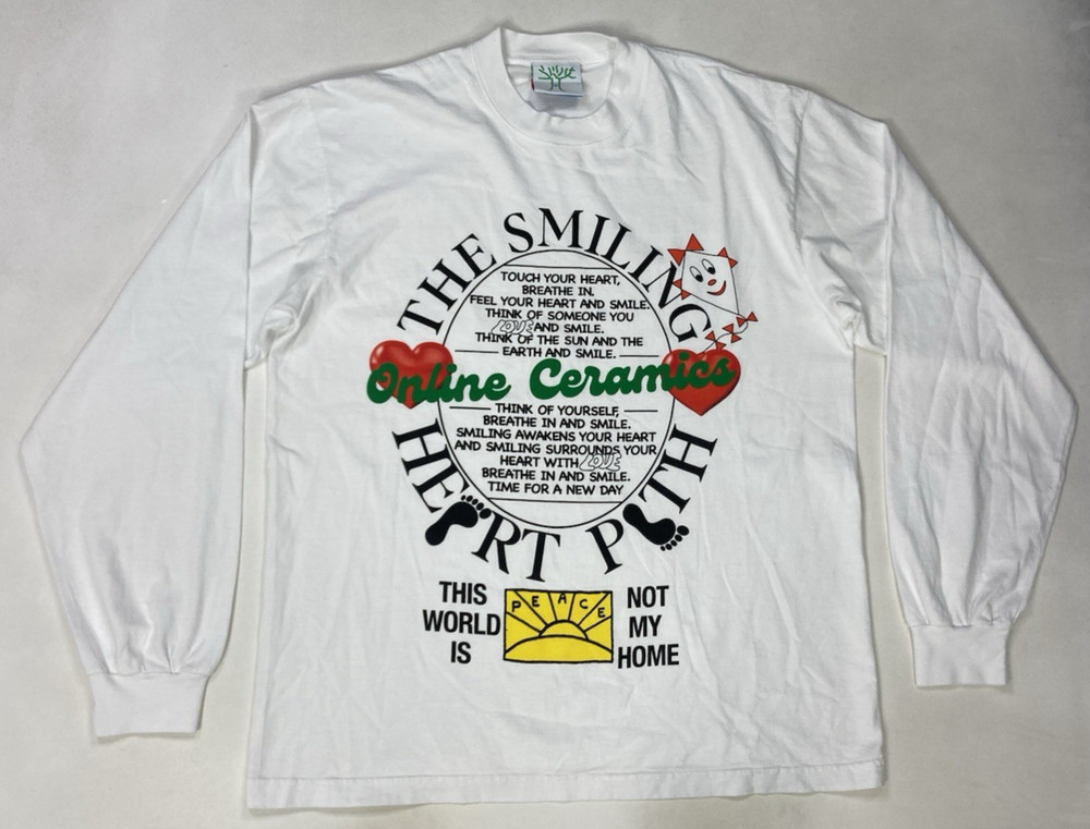 Online Ceramics Time For A New Day Graphic T-shirt Men Large White Long Sleeve