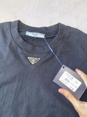PRADA Milano Black Crew Neck Logo Jersey Cotton Short Sleeve T-Shirt Size S