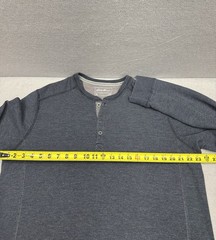 Eddie Bauer Thermal Base Layer Mens L Tall Henley Shirt Blue Long Sleeve Waffle