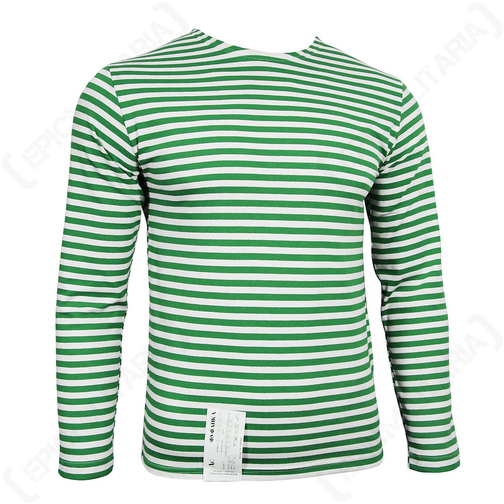 Genuine Russian Border Force Telnyashka Cotton Green Striped Long Sleeve T-Shirt