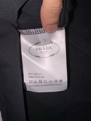 PRADA Milano Black Crew Neck Logo Jersey Cotton Short Sleeve T-Shirt Size S