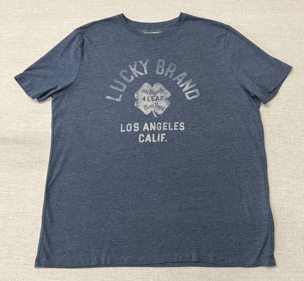 Lucky Brand Soft Navy “4-Leaf Clover” Graphic Tee- Men’s XL- NWOT