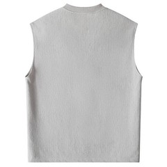 Men Textured V-Neck Sleeveless Tank Top Casual Loose Fit Vest for Summer Spring