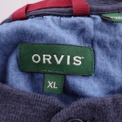 Orvis Shirt Men XL Blue Aztec Southwestern Geometric Henley Pullover Long Sleeve