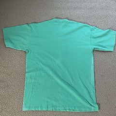 VINTAGE Cal Cru Mens Large Teal Short Sleeve Basic T-Shirt Single Stitch Blank