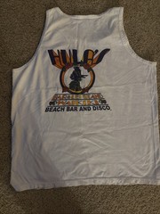 Hulas Bar & Lei Stand Disco Waikiki Beach Hawaii White Tank Sz L