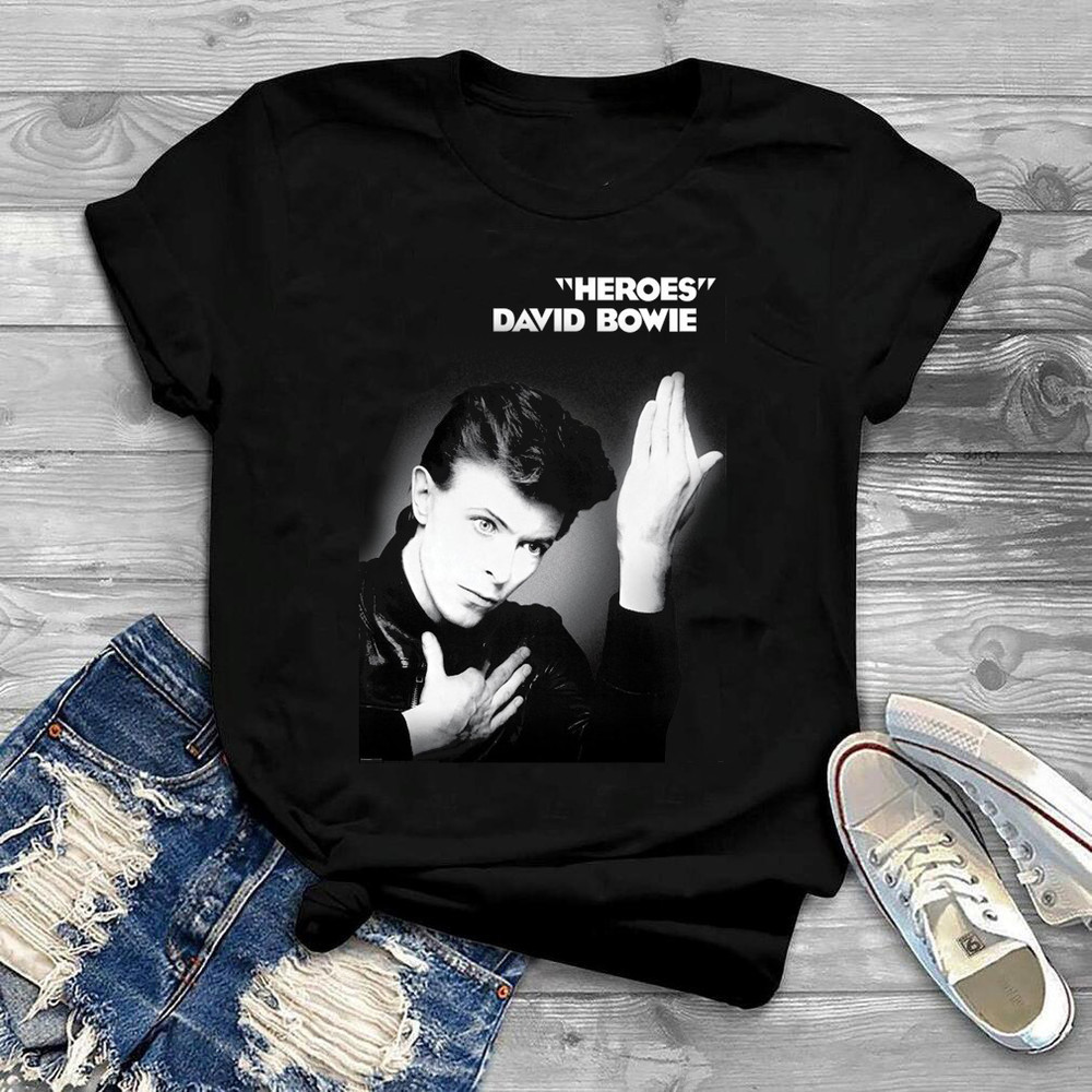 David Bowie-Heroes unisex All size Black shirt Gift Xmas NG3610