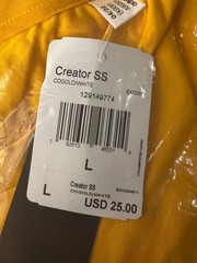 Adidas Creator SS T-Shirt Large Gold Yellow White Lightweight Short Sleeve