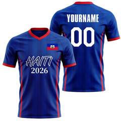 Haiti W- Cup 2026 Soccer Jersey Custom Name Number Mesh V-Neck T-Shirt