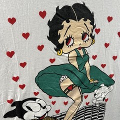 Vintage Betty Boop Shirt Mens XL White Single Stitch 90s Boxy Fit AOP Hearts