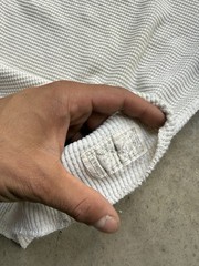 DOUBLE RL RALPH LAUREN WHITE/CREAM WAFFLE KNIT LONG SLEEVE CREW NECKSHIRT SMALL
